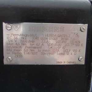 Siemens Gleichstrom-Servomotor 1HU3056-0AC01-Z Z=K93 REM