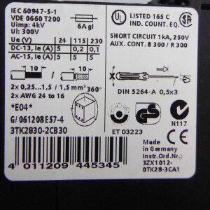 Siemens Sirius Schützsicherheitskombination 3TK2830-2CB30 GEB