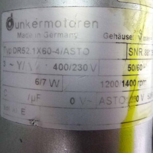 Dunkermotoren AC-Motor DR52.1X60-4/ASTO + SG62 i=15:1 GEB
