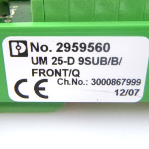 Phoenix Contact Übergabemodul UM 25-D 9SUB/B/FRONT/Q 2959560 GEB