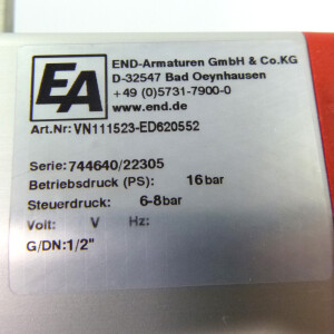 EA End-Armaturen Schwenkantrieb ED620552 + Kugelhahn VN111523 NOV