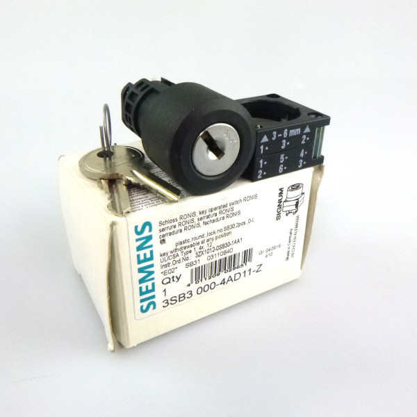 Siemens Schluesselschalter Ronis 3SB3000-4AD11-Z Z=SONDERSCHLIESSUNGEN: SB31, 421, 455 OVP