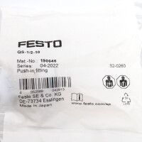 Festo Steckverschraubung QS-1/2-10 190646 (3Stk) OVP