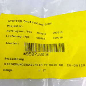ATOTECH Strömungswächter PP DN40 20-00126 OVP