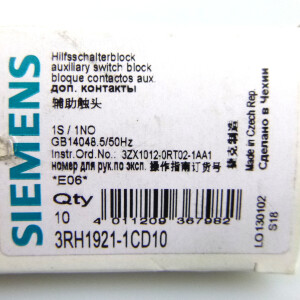 Siemens Hilfschalterblock 3RH1921-1CD10 (5Stk) NOV
