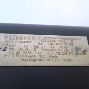 Siemens AC VSA Motor 1FT5064-0AF71-1-Z GEB