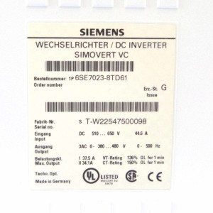 Siemens SIMOVERT Masterdrive 6SE7023-8TD61 E-Stand G OVP