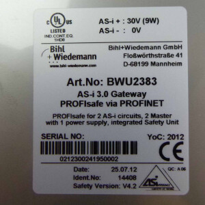 Bihl+Wiedemann AS-i 3.0 PROFINET Gateway BWU2383 OVP