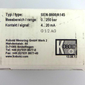 Kobold Drucksensor SEN-8600A145 0-250bar OVP