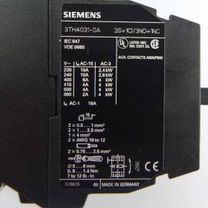 Siemens Hilfsschütz 3TH4031-0AB0 24V/50Hz 29V/60Hz NOV