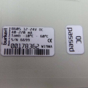 bürkert Digitale Ansteuerelektronik 8605 00178362 40-220mA 12-24VDC GEB