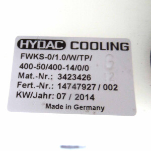 Hydac Kühlsystem FWKS-0/1.0/W/TP/ 400-50/400-14/0/0 NOV