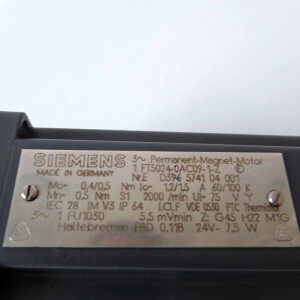 Siemens AC-VSA-Motor 1FT5024-0AC09-1-Z Z=G45+H22+M1G + ROD 426B.016 6FC9-320-3KA00 NOV