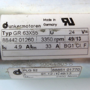 Dunkermotoren Motor GR63X55 24V 3350rpm + PLG52 2400Ncm GEB