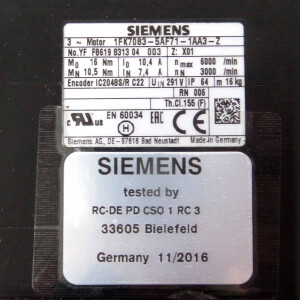 Siemens Synchronservomotor 1FK7083-5AF71-1AA3-Z Z=X01 REM