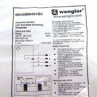 wenglor sensoric Induktiver Sensor IB040BM46VB3 OVP