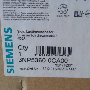 Siemens Sicherungs-Lasttrennschalter 3NP5360-0CA00 OVP
