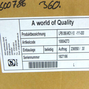 Wittenstein / alpha Planetengetriebe LPB 090-MO1-10 -111-000 OVP