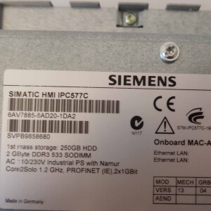 Simatic Panel PC 19" Touch HMI IPC577C 6AV7885-5AD20-1DA2 REM