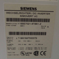 Siemens SIMOVERT Masterdrive 6SE7021-8TB61-Z Z=G91 E-Stand A GEB