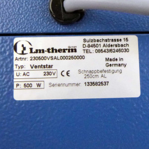 LM-Therm Ventstar Schaltschrankheizung, Lüfterheizung 230500VSAL000250000 NOV