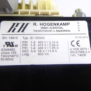 Hogenkamp Transformator EI 150N/b 400V/2.14A GEB