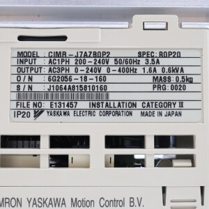 Omron Sysdrive 3G3JV Inverter CIMR-J7AZB0P2 0,25kW OVP