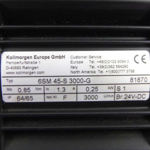 Kollmorgen Servomotor 6SM 45-S 3000-G 81870 GEB
