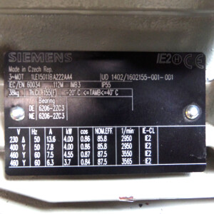 Siemens Niederspannungsmotor 1LE1501-1BA22-2AA4 GEB