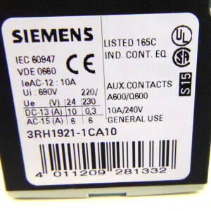 Siemens Hilfsschalter 3RH1921-1CA10 (8Stk.) OVP