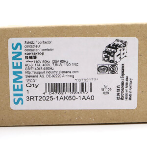 Siemens Leistungsschütz 3RT2025-1AK60-1AA0 OVP