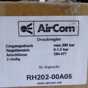 AirCom Druckregler für Argon (Ar) RH202-00A05 0-1,5bar OVP