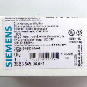 Siemens Leuchtdrucktaster 3SB3 645-0AA61 OVP