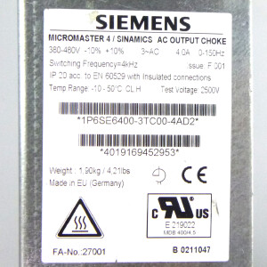 Siemens Micromaster 4 Ausgangsdrossel 6SE6400-3TC00-4AD2 #K2 GEB