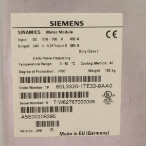 Sinamics S120 Single Motor Module 6SL3320-1TE33-8AA0 Vers.R OVP