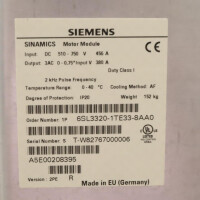 Sinamics S120 Single Motor Module 6SL3320-1TE33-8AA0 Vers.R OVP