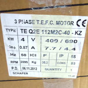 Elmot-Schäfer Elektromotor TE Q2E 112M2C-40 400V 4kW OVP