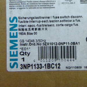Siemens Sicherungslasttrennschalter 3NP1133-1BC12 OVP