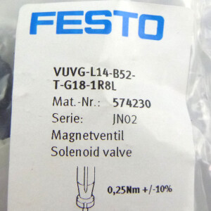 Festo Magnetventil VUVG-L14-B52-T-G18-1R8L 574230 OVP