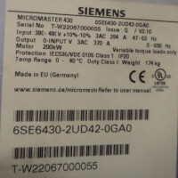 Siemens Micromaster 430 6SE6430-2UD42-0GA0 E-Stand:Q/V2.10 GEB