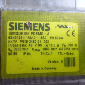 Simodrive Posmo A 300W Positioniermotor 6SN2155-1AA10-1BA0 Version:E GEB