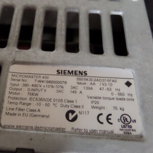 Siemens Micromaster 430 6SE6430-2AD37-5FA0 E-Stand:AA/V2.10 GEB