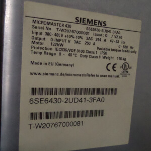 Siemens Micromaster 430 6SE6430-2UD41-3FA0 E-Stand:Q/V2.10 GEB
