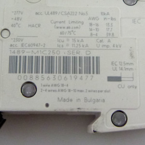 Allen Bradley Leitungsschutzschalter 1489-M1C250 Ser.D NOV