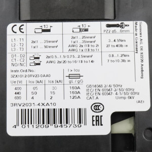 Siemens Leistungsschalter 3RV2031-4XA10 NOV