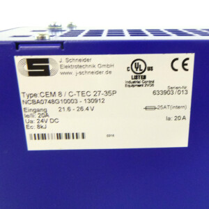 J. Schneider Elektrotechnik Kondensatorerweiterungsmodul CEM 8 / C-TEC 27-35P OVP