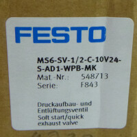 Festo Druckaufbau- und Entlüftungsventil MS6-SV-1/2-C-10V24-S-AD1-WPB-MK 548713 OVP