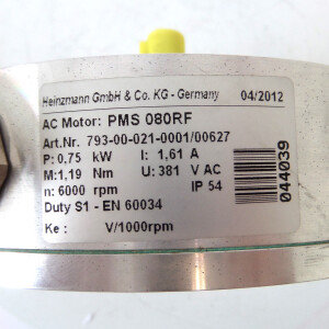 Heinzmann Scheibenläufermotor PMS 080RF 793-00-021-0001/00627 381VAC/6000rpm GEB