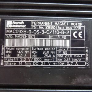 INDRAMAT Servomotor MAC093B-0-0S-3-C/110-B-2 238590 GEB