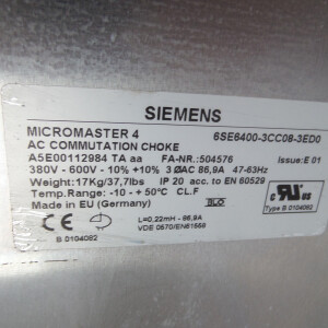 Siemens MICROMASTER 4 Kommutierungsdrossel 6SE6400-3CC08-3ED0 #K2 GEB